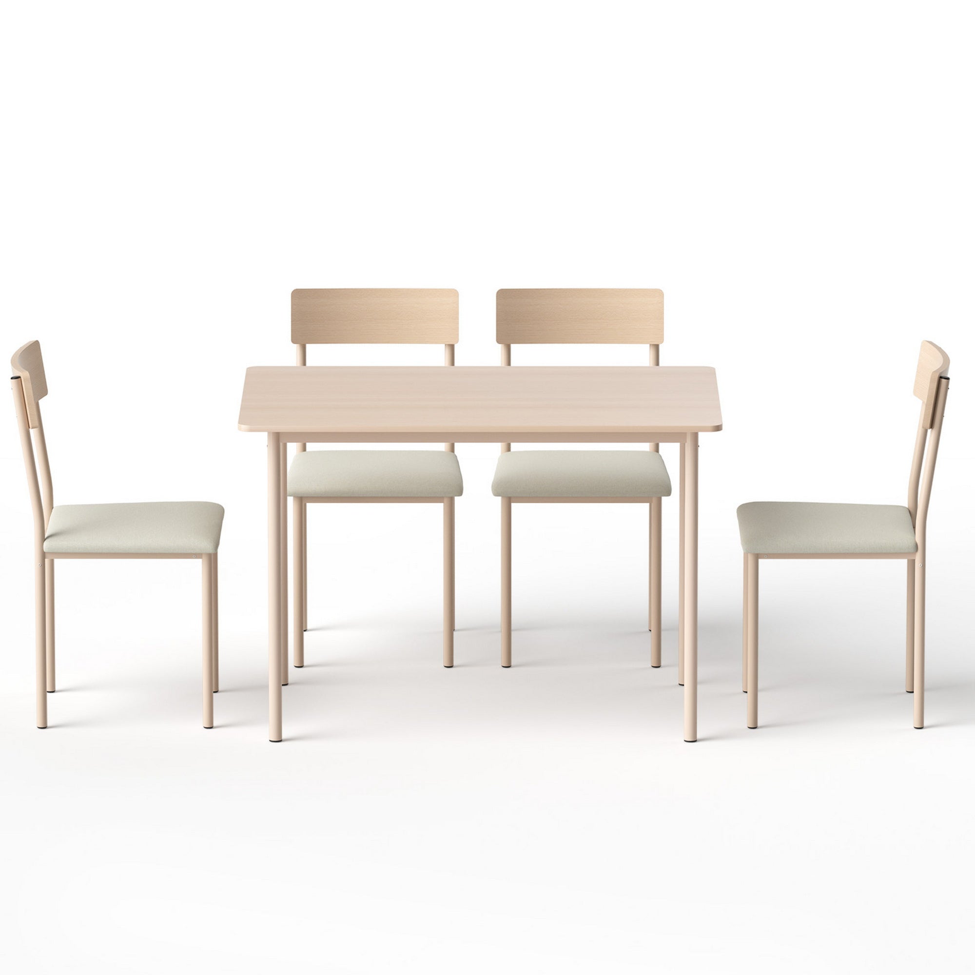 Artiss Dining Table and Chairs Set of 5 Compact Kitchen Furniture Natural Beige DSET-U-5279-WD