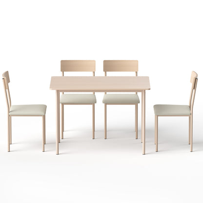 Artiss Dining Table and Chairs Set of 5 Compact Kitchen Furniture Natural Beige DSET-U-5279-WD