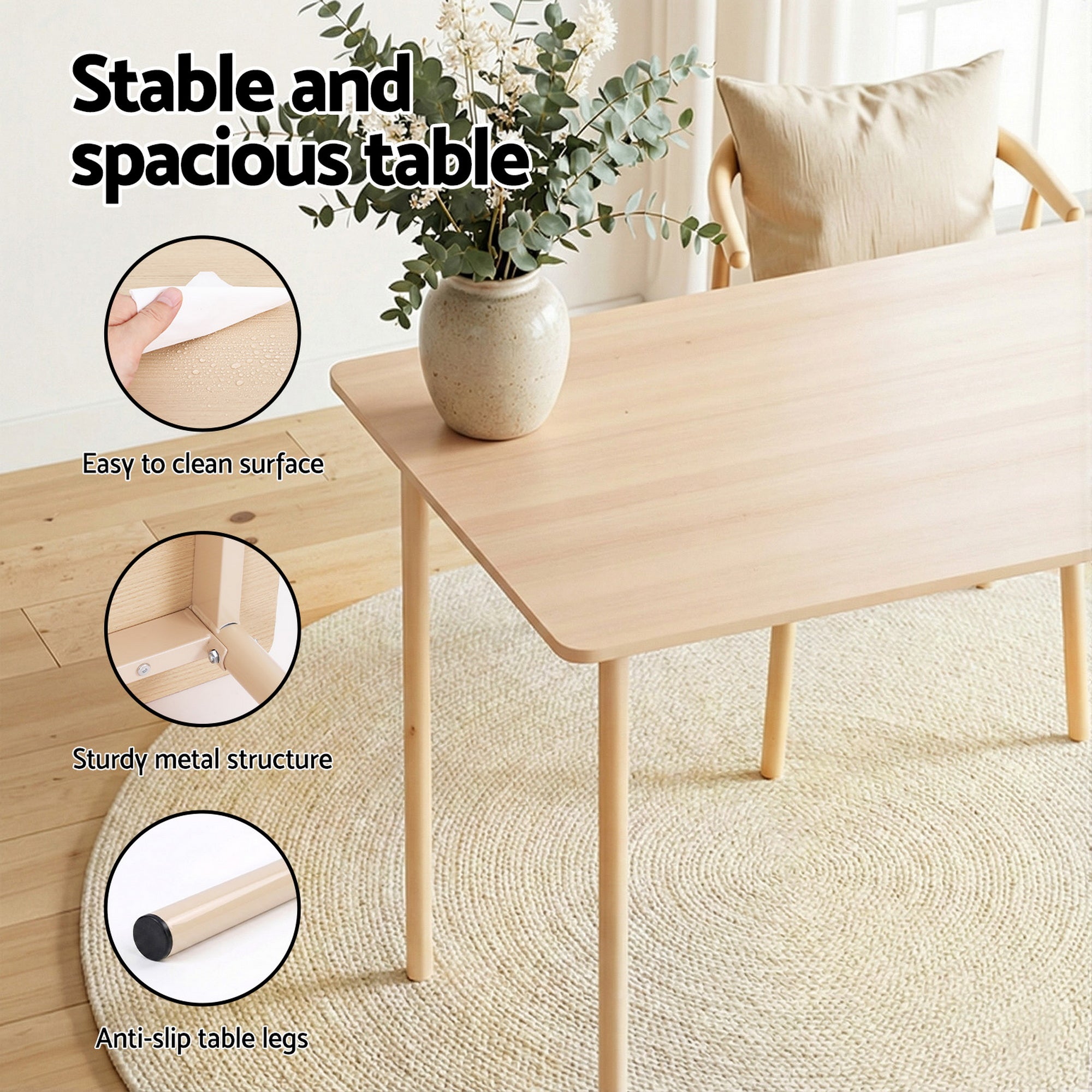 Artiss Dining Table and Chairs Set of 5 Compact Kitchen Furniture Natural Beige DSET-U-5279-WD