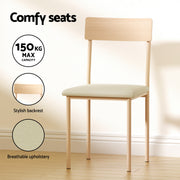 Artiss Dining Table and Chairs Set of 5 Compact Kitchen Furniture Natural Beige DSET-U-5279-WD