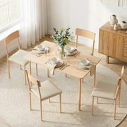 Artiss Dining Table and Chairs Set of 5 Compact Kitchen Furniture Natural Beige DSET-U-5279-WD