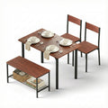 Artiss Dining Table and Chairs Set of 4 Storage Bench Kitchen Furniture Walnut DSET-U-5280-BR