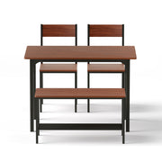 Artiss Dining Table and Chairs Set of 4 Storage Bench Kitchen Furniture Walnut DSET-U-5280-BR