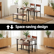 Artiss Dining Table and Chairs Set of 4 Storage Bench Kitchen Furniture Walnut DSET-U-5280-BR