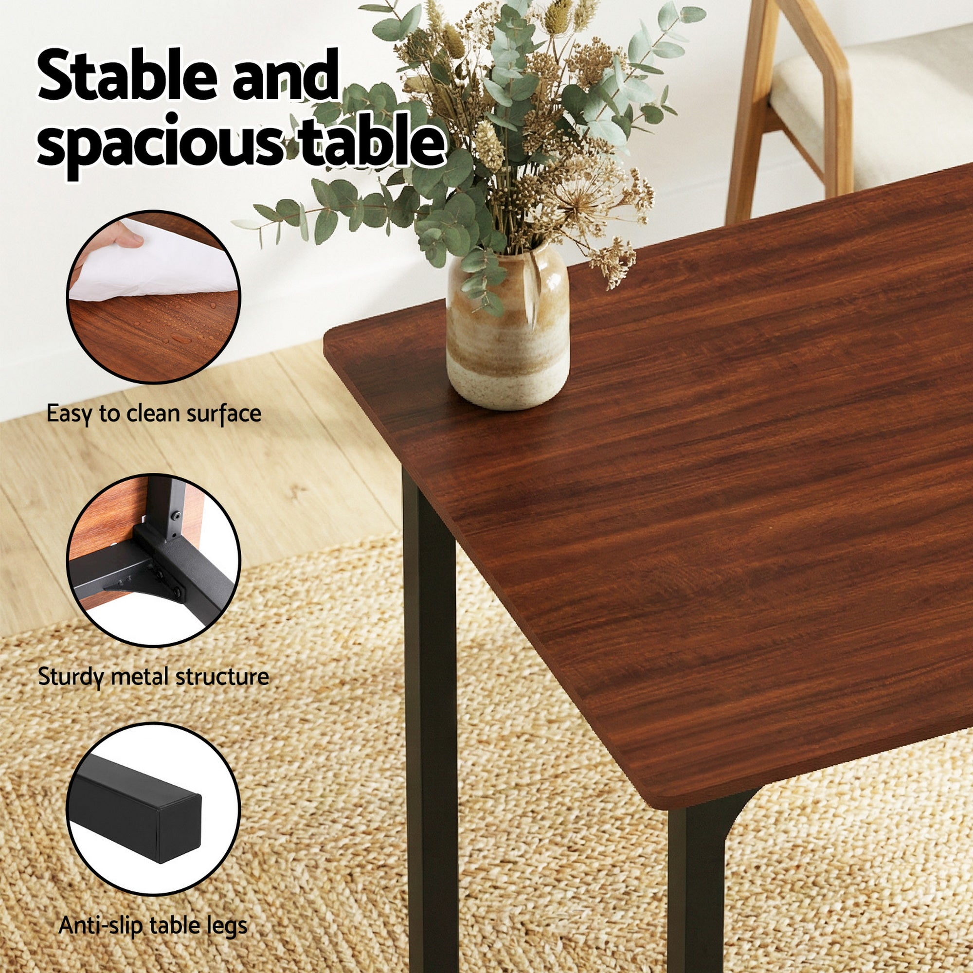 Artiss Dining Table and Chairs Set of 4 Storage Bench Kitchen Furniture Walnut DSET-U-5280-BR
