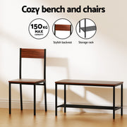 Artiss Dining Table and Chairs Set of 4 Storage Bench Kitchen Furniture Walnut DSET-U-5280-BR
