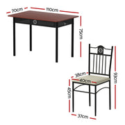 Artiss Dining Table and Chairs Set of 5 Compact Kitchen Furniture Upholstered DSET-U-5281-WAL