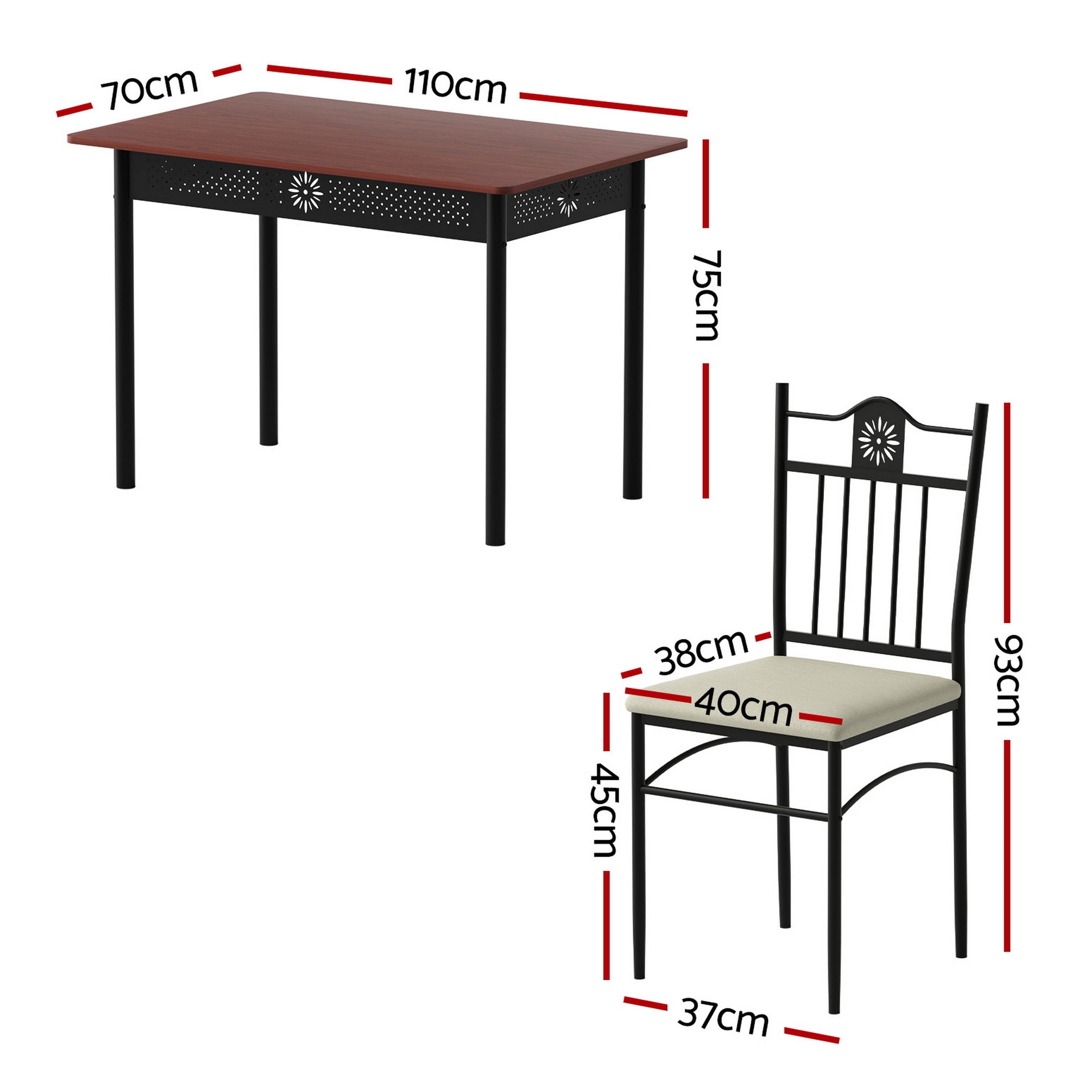 Artiss Dining Table and Chairs Set of 5 Compact Kitchen Furniture Upholstered DSET-U-5281-WAL