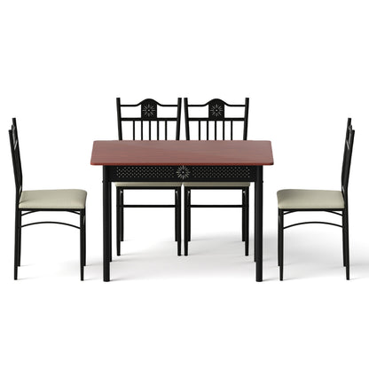 Artiss Dining Table and Chairs Set of 5 Compact Kitchen Furniture Upholstered DSET-U-5281-WAL