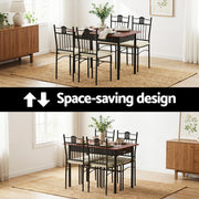 Artiss Dining Table and Chairs Set of 5 Compact Kitchen Furniture Upholstered DSET-U-5281-WAL