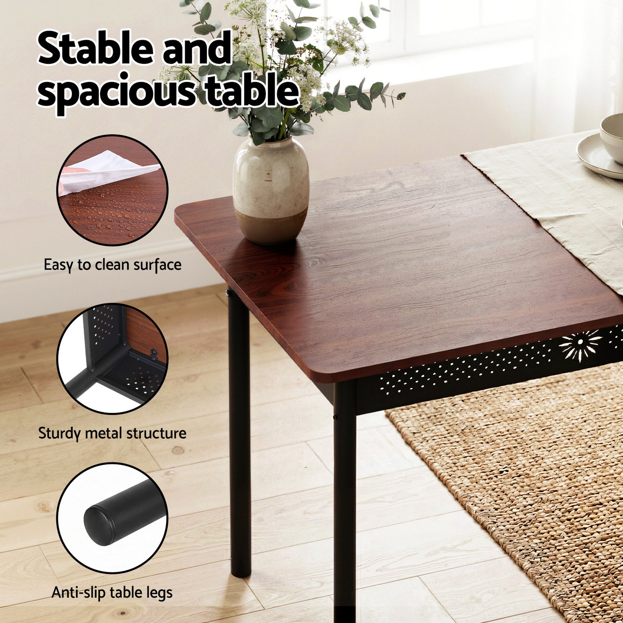 Artiss Dining Table and Chairs Set of 5 Compact Kitchen Furniture Upholstered DSET-U-5281-WAL