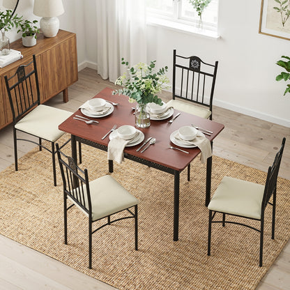 Artiss Dining Table and Chairs Set of 5 Compact Kitchen Furniture Upholstered DSET-U-5281-WAL
