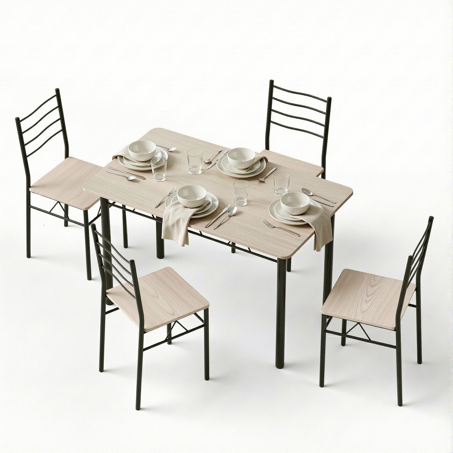 Artiss Dining Table and Chairs Set of 5 Compact Kitchen Furniture Modern Oak DSET-U-5282-WD