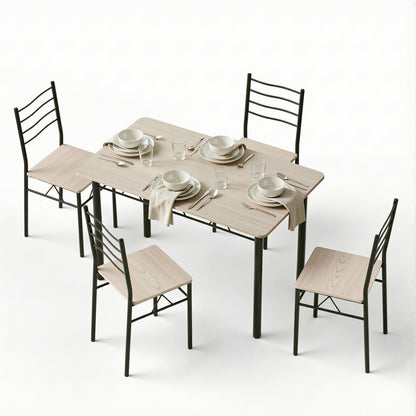 Artiss Dining Table and Chairs Set of 5 Compact Kitchen Furniture Modern Oak DSET-U-5282-WD
