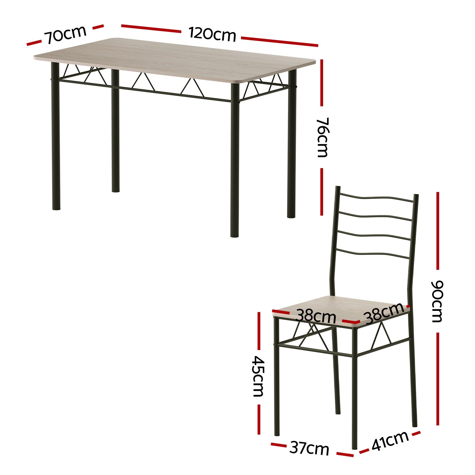Artiss Dining Table and Chairs Set of 5 Compact Kitchen Furniture Modern Oak DSET-U-5282-WD