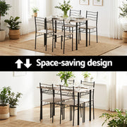 Artiss Dining Table and Chairs Set of 5 Compact Kitchen Furniture Modern Oak DSET-U-5282-WD