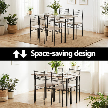 Artiss Dining Table and Chairs Set of 5 Compact Kitchen Furniture Modern Oak DSET-U-5282-WD