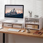 Artiss Monitor Stand and 3-Tier Desk Organiser 2-in-1 Modular Computer Monitor Riser PVC Desktop Shelf Holds DSK-RISER-001-WH