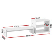 Artiss Monitor Stand and 3-Tier Desk Organiser 2-in-1 Modular Computer Monitor Riser PVC Desktop Shelf Holds DSK-RISER-001-WH