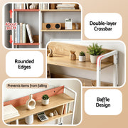 Artist Desk Organizer 2-Tier Desk Shelf 24cm Depth for Unblocked Monitor View Asymmetrical Desk Hutch Dorm DSK-SHF-001-WDWH