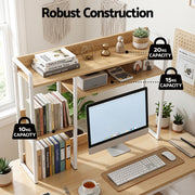 Artist Desk Organizer 2-Tier Desk Shelf 24cm Depth for Unblocked Monitor View Asymmetrical Desk Hutch Dorm DSK-SHF-001-WDWH