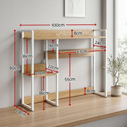 Artist Desk Organizer 2-Tier Desk Shelf 24cm Depth for Unblocked Monitor View Asymmetrical Desk Hutch Dorm DSK-SHF-001-WDWH