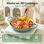 5-Star Chef 3.3L Enameled Cast Iron Dutch Oven Pot with Lid for Sourdough Bread Baking DTO-PAN-GN