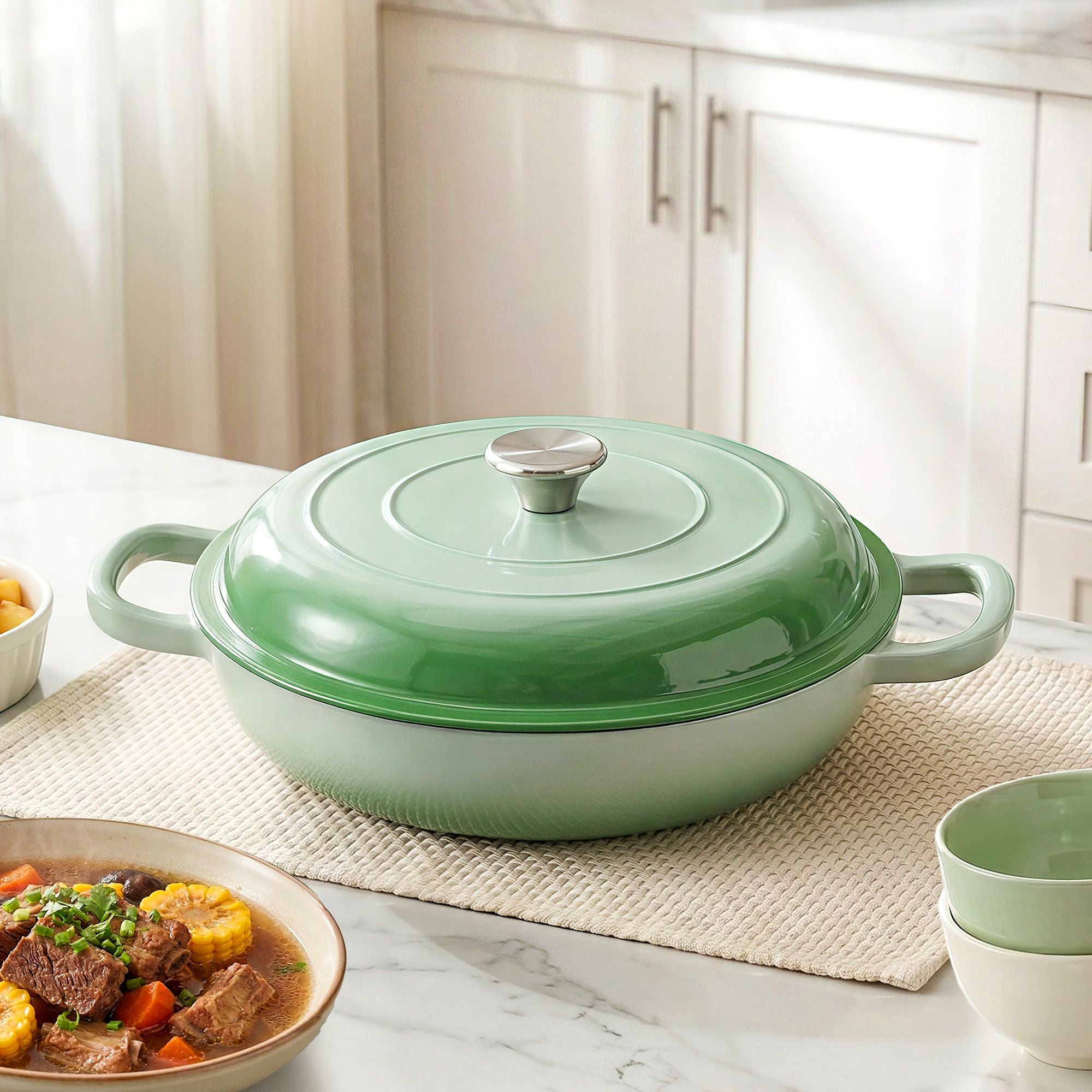 5-Star Chef 3.3L Enameled Cast Iron Dutch Oven Pot with Lid for Sourdough Bread Baking DTO-PAN-GN
