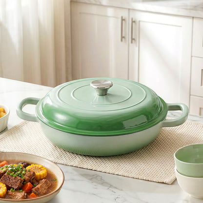5-Star Chef 3.3L Enameled Cast Iron Dutch Oven Pot with Lid for Sourdough Bread Baking DTO-PAN-GN