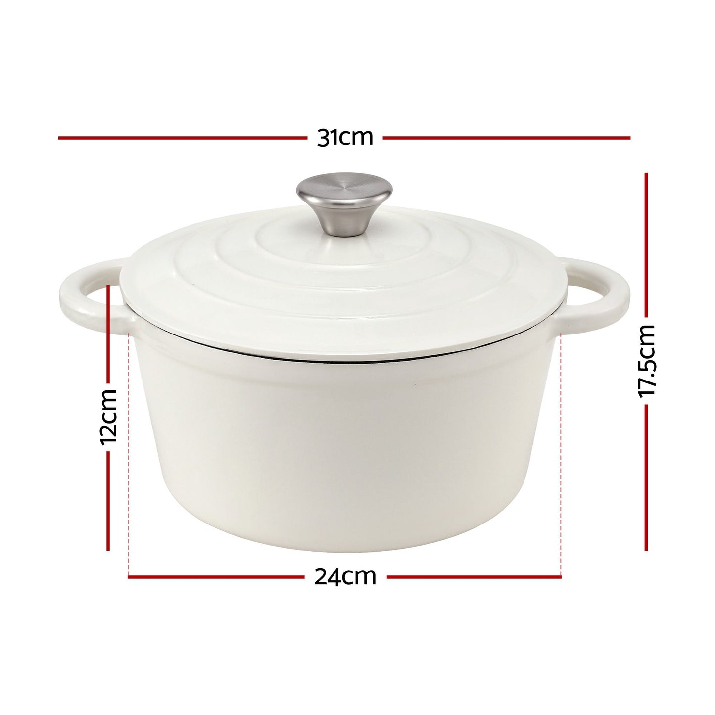 5-Star Chef 3.8L Enameled Cast Iron Dutch Oven Pot with Lid for Sourdough Bread Baking DTO-POT-WH