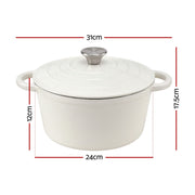 5-Star Chef 3.8L Enameled Cast Iron Dutch Oven Pot with Lid for Sourdough Bread Baking DTO-POT-WH