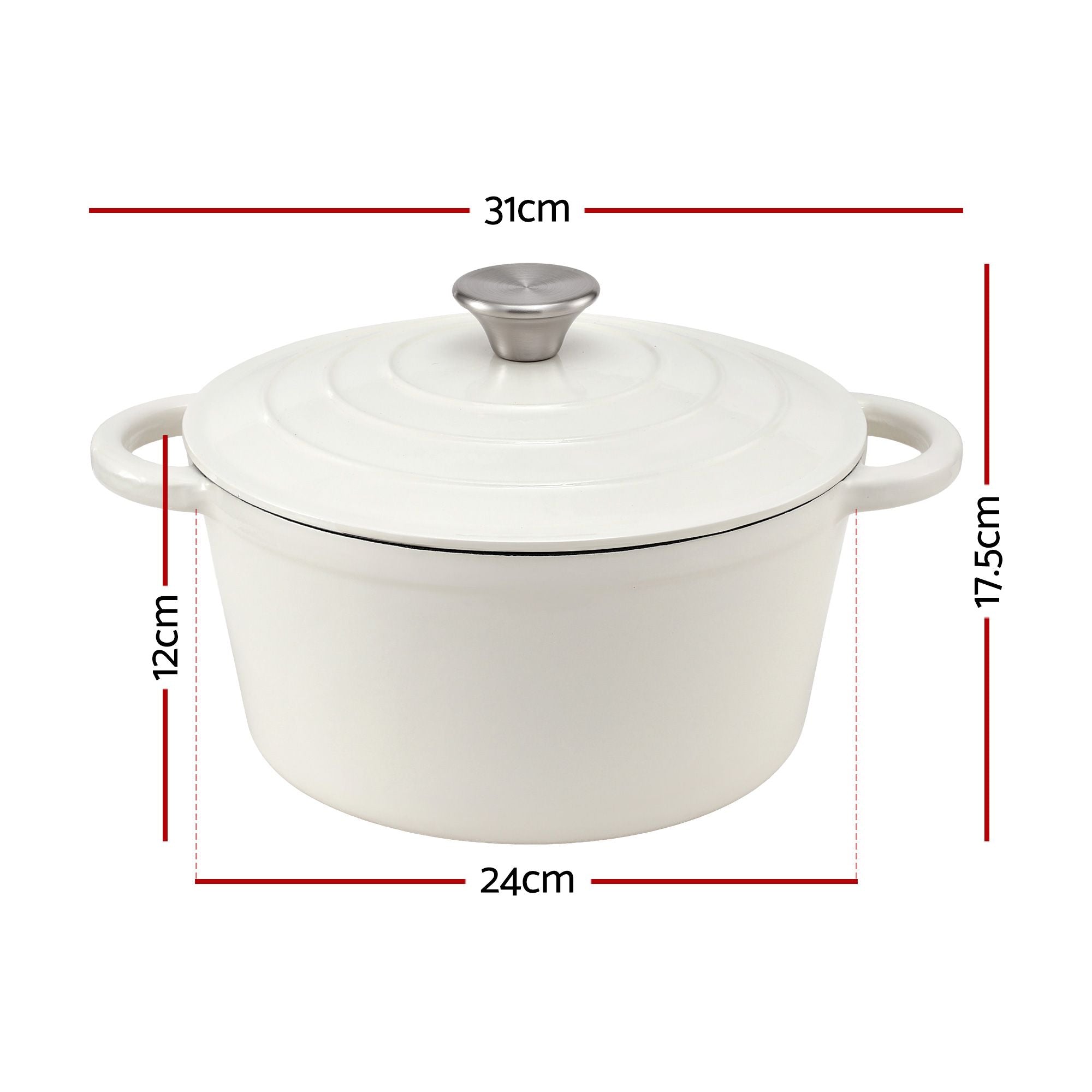 5-Star Chef 3.8L Enameled Cast Iron Dutch Oven Pot with Lid for Sourdough Bread Baking DTO-POT-WH