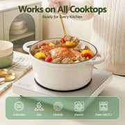 5-Star Chef 3.8L Enameled Cast Iron Dutch Oven Pot with Lid for Sourdough Bread Baking DTO-POT-WH