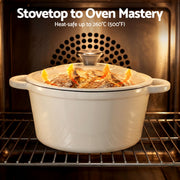 5-Star Chef 3.8L Enameled Cast Iron Dutch Oven Pot with Lid for Sourdough Bread Baking DTO-POT-WH