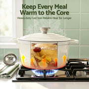 5-Star Chef 3.8L Enameled Cast Iron Dutch Oven Pot with Lid for Sourdough Bread Baking DTO-POT-WH