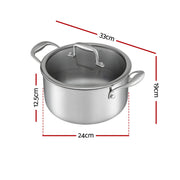 5-Star Chef 4.5L 24cm Stainless Steel Dutch Oven Pot with Lid and Stay-Cool Handle DTO-SS-POT-4.5L-SL