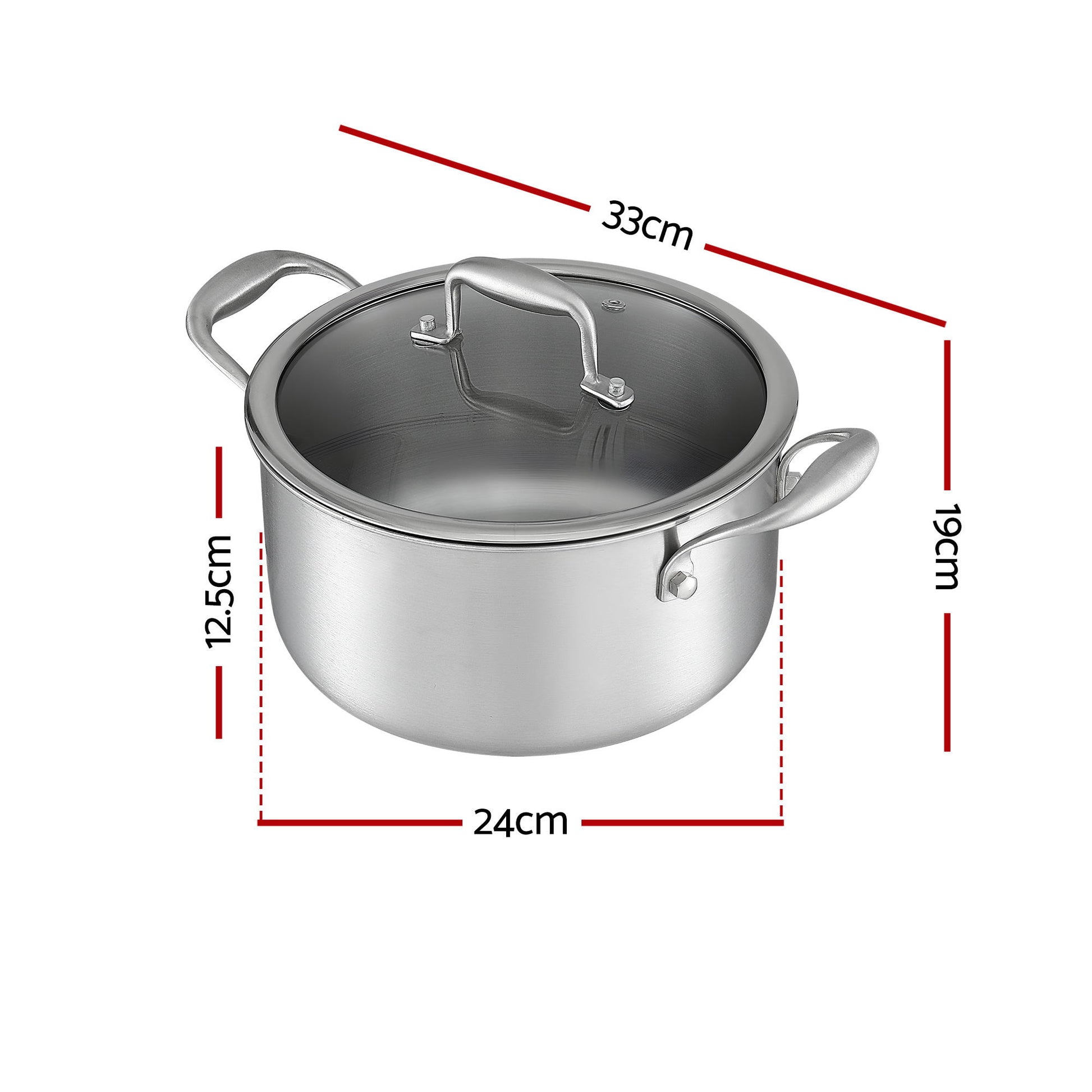 5-Star Chef 4.5L 24cm Stainless Steel Dutch Oven Pot with Lid and Stay-Cool Handle DTO-SS-POT-4.5L-SL