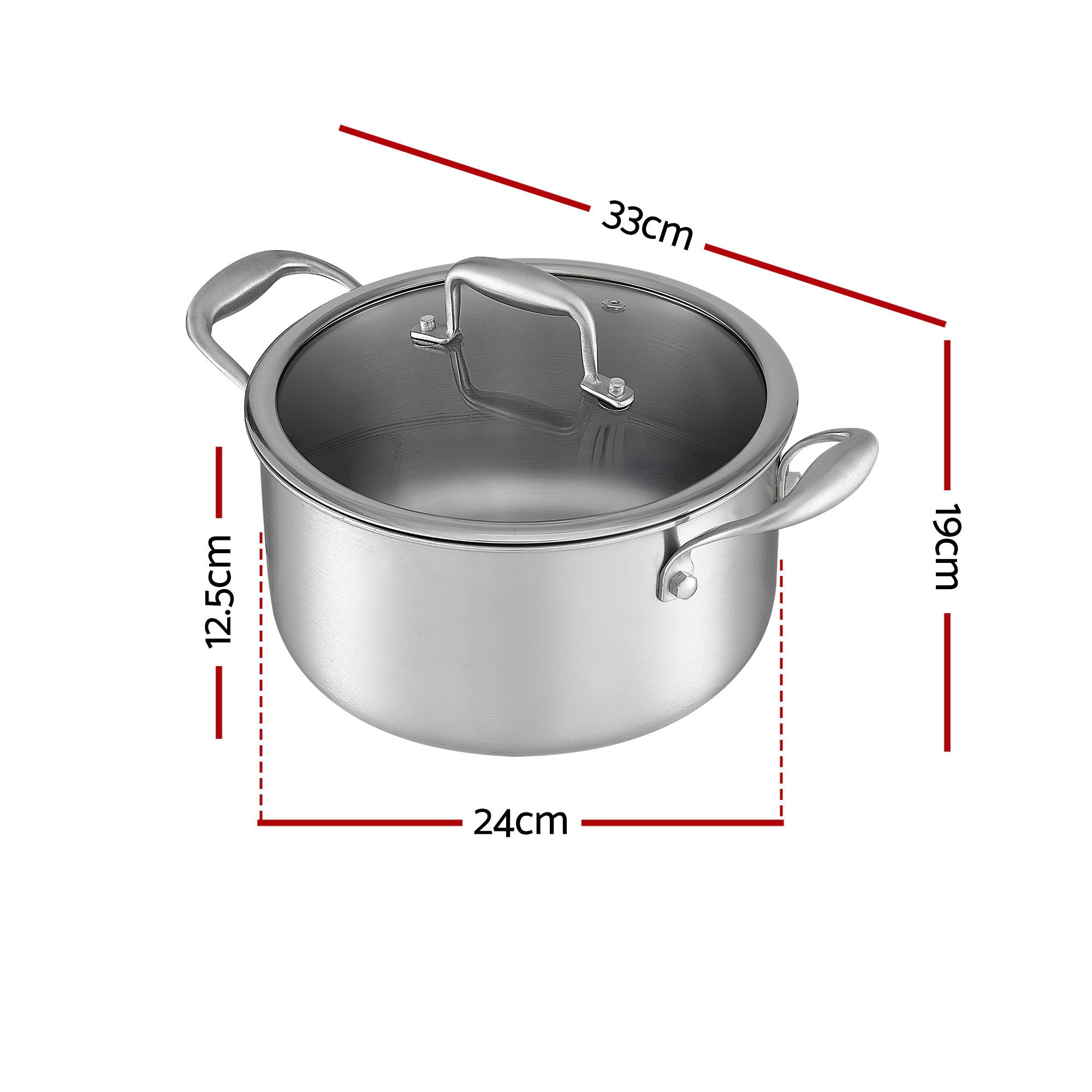 5-Star Chef 4.5L 24cm Stainless Steel Dutch Oven Pot with Lid and Stay-Cool Handle DTO-SS-POT-4.5L-SL