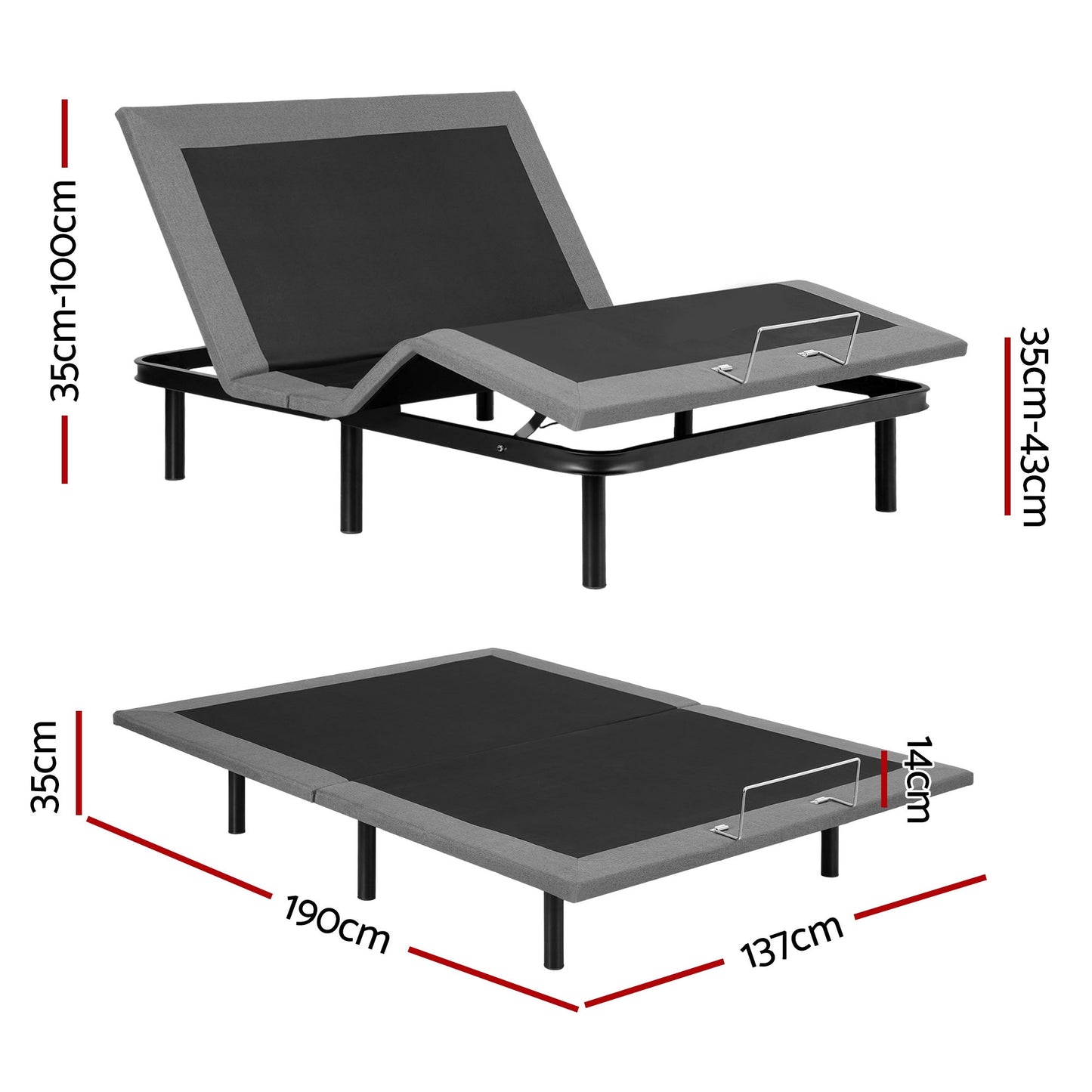Artiss Adjustable Bed Frame Double Size Electric Bed Base Wireless Remote Control Zero Gravity Power Bed EAB-8183-BK-D