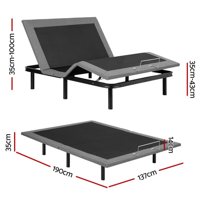 Artiss Adjustable Bed Frame Double Size Electric Bed Base Wireless Remote Control Zero Gravity Power Bed EAB-8183-BK-D