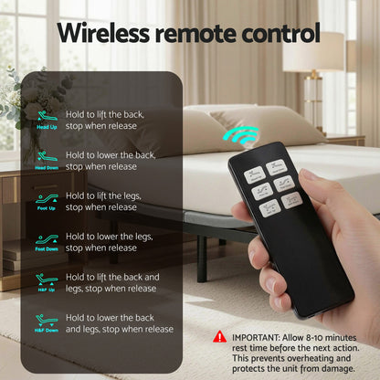 Artiss Adjustable Bed Frame Double Size Electric Bed Base Wireless Remote Control Zero Gravity Power Bed EAB-8183-BK-D