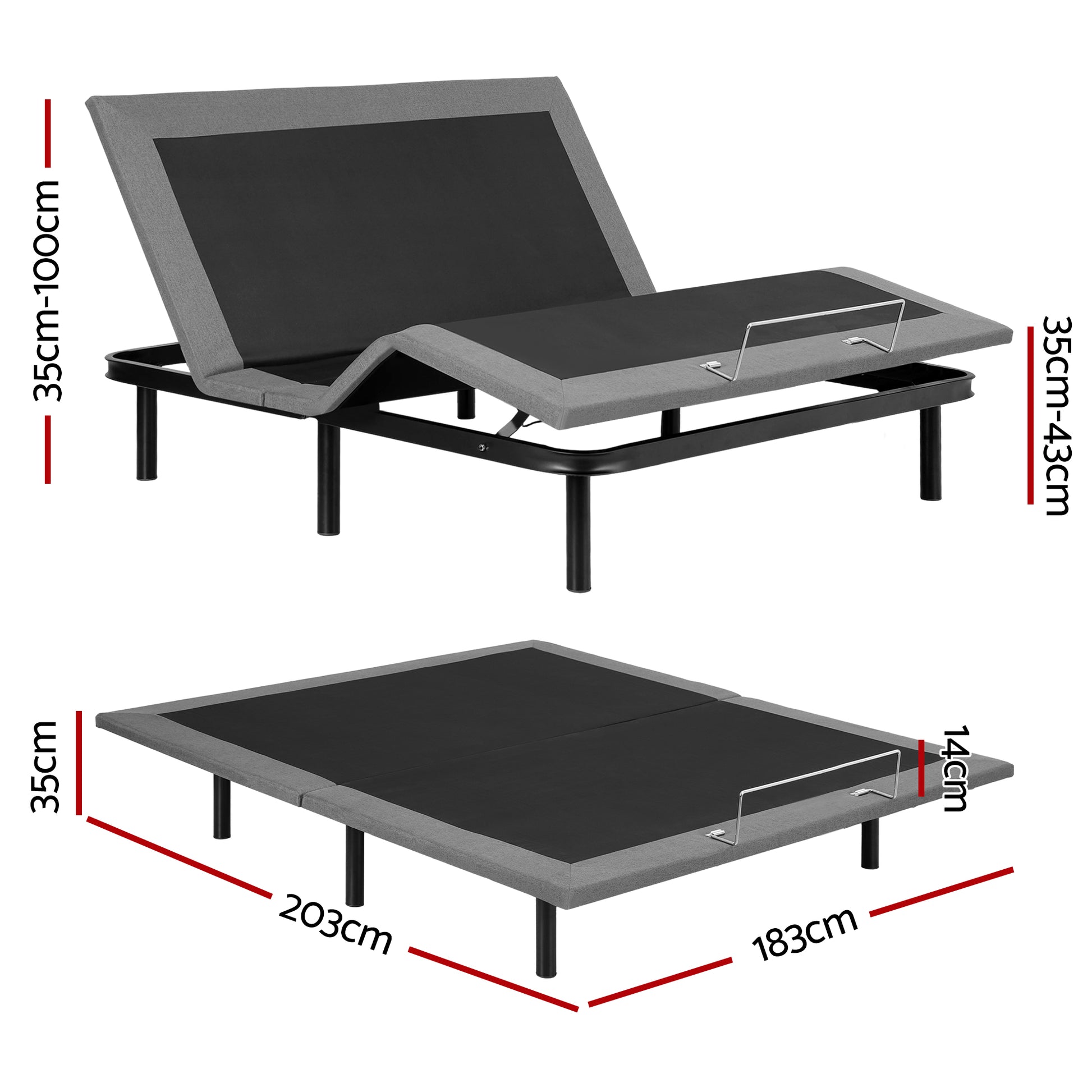 Artiss Adjustable Bed Frame King Size Electric Bed Base Wireless Remote Control Zero Gravity Power Bed EAB-8183-BK-K