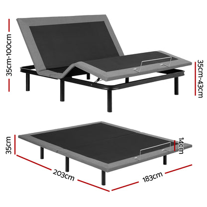 Artiss Adjustable Bed Frame King Size Electric Bed Base Wireless Remote Control Zero Gravity Power Bed EAB-8183-BK-K