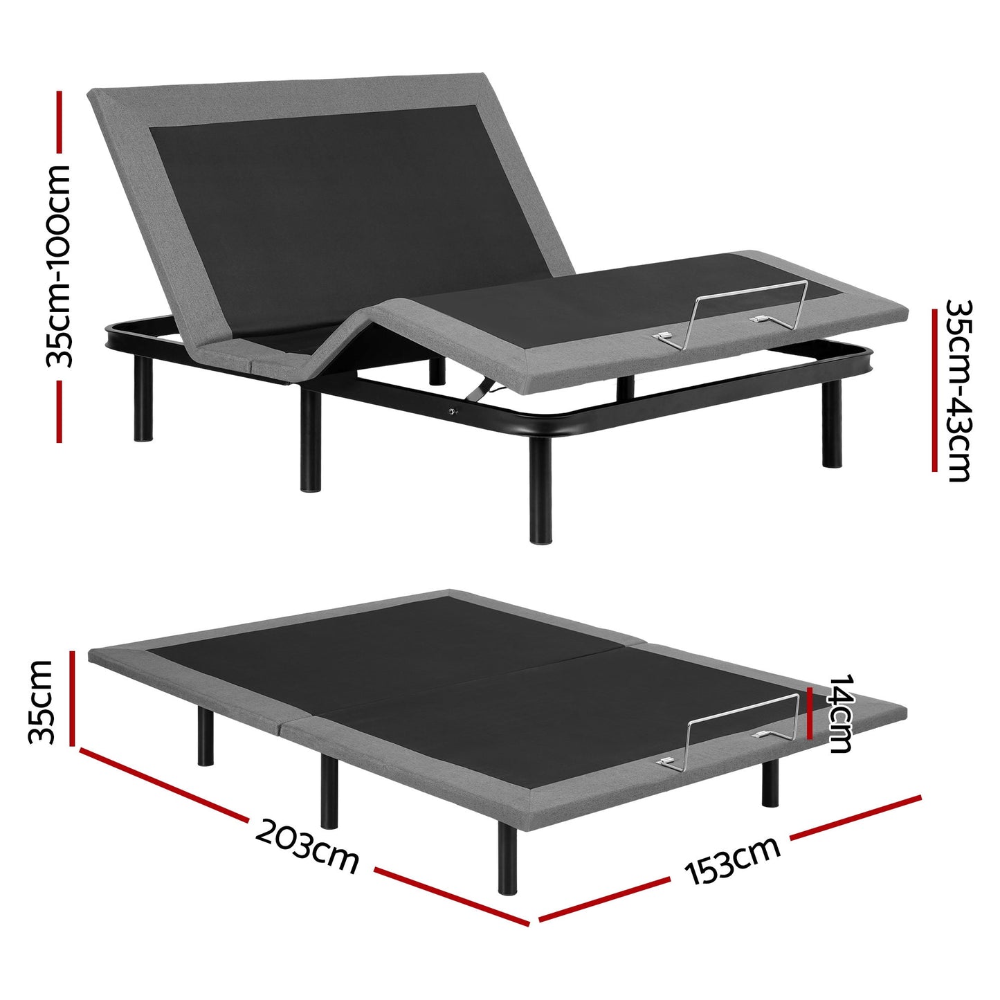 Artiss Adjustable Bed Frame Queen Size Electric Bed Base Wireless Remote Control Zero Gravity Power Bed EAB-8183-BK-Q