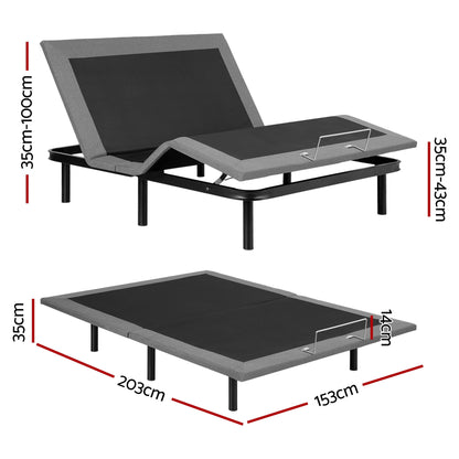 Artiss Adjustable Bed Frame Queen Size Electric Bed Base Wireless Remote Control Zero Gravity Power Bed EAB-8183-BK-Q