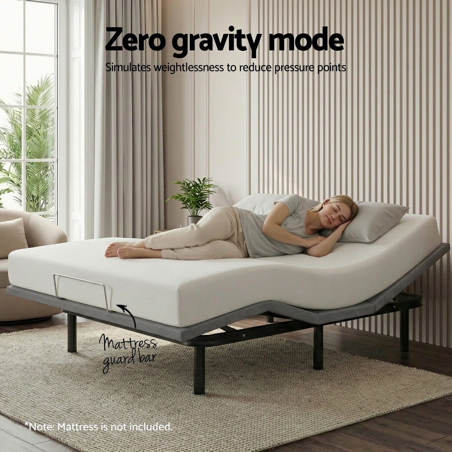 Artiss Adjustable Bed Frame Queen Size Electric Bed Base Wireless Remote Control Zero Gravity Power Bed EAB-8183-BK-Q