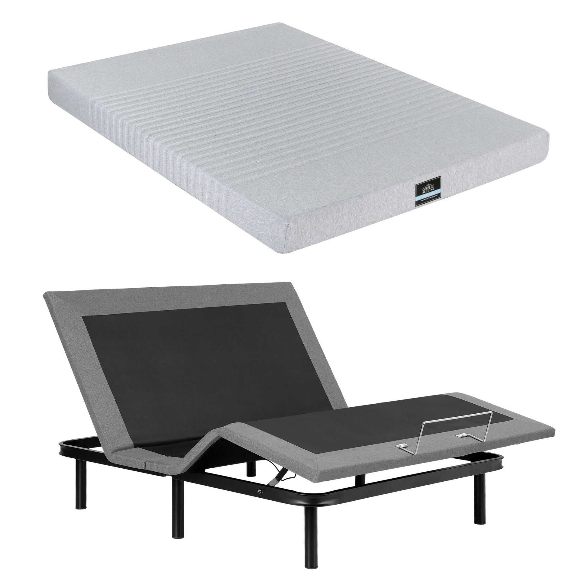 Artiss Double Bed Frame and Giselle Bedding Double Memory Foam Mattress Set, Electric Bed Base with Zero EAB-8183-NOBLE-15-D