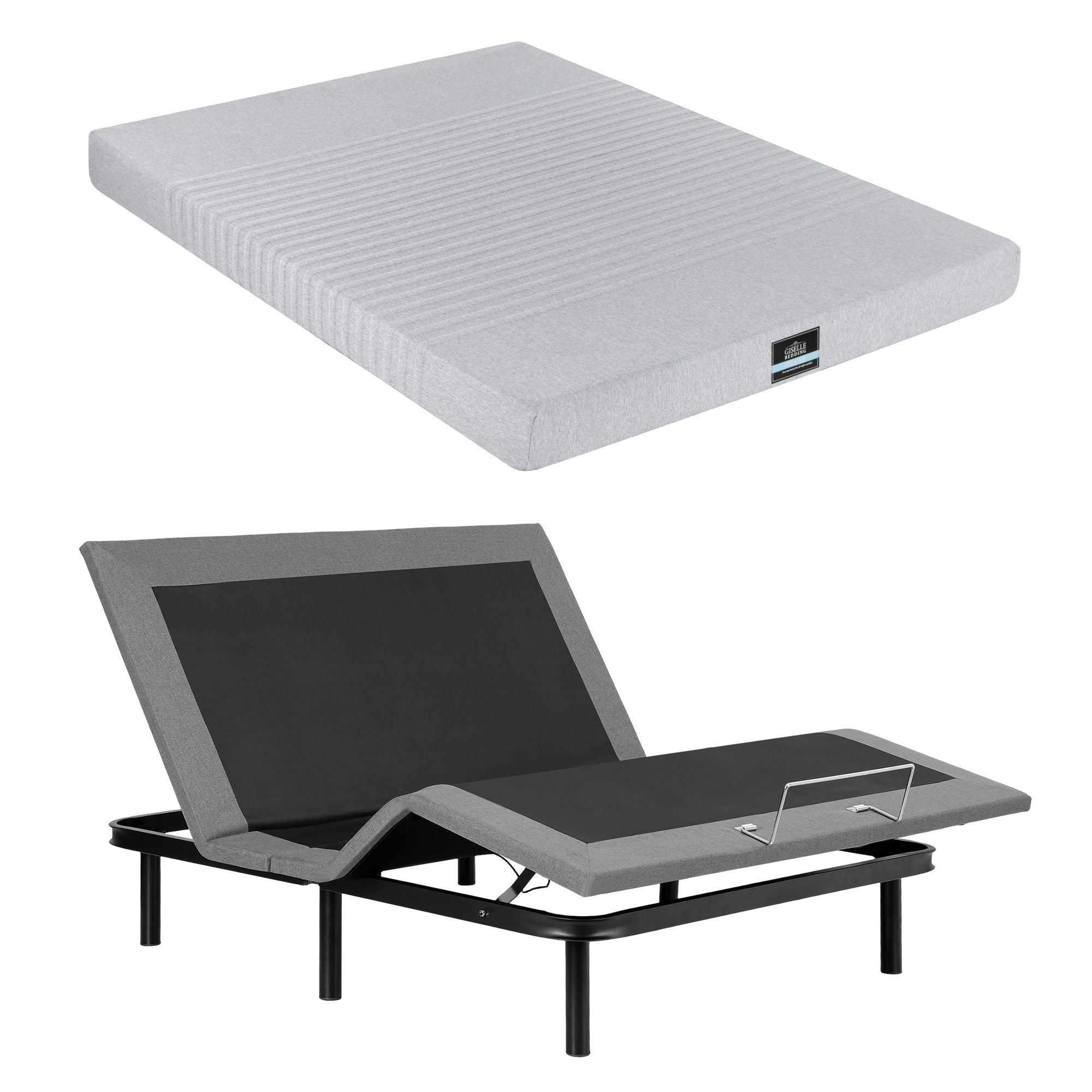 Artiss Double Bed Frame and Giselle Bedding Double Memory Foam Mattress Set, Electric Bed Base with Zero EAB-8183-NOBLE-15-D