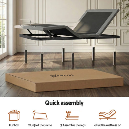 Artiss Double Bed Frame and Giselle Bedding Double Memory Foam Mattress Set, Electric Bed Base with Zero EAB-8183-NOBLE-15-D