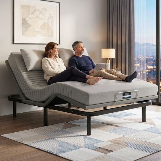 Artiss Queen Bed Frame and Giselle Bedding Queen Memory Foam Mattress Set, Electric Bed Base with Zero EAB-8183-NOBLE-15-Q